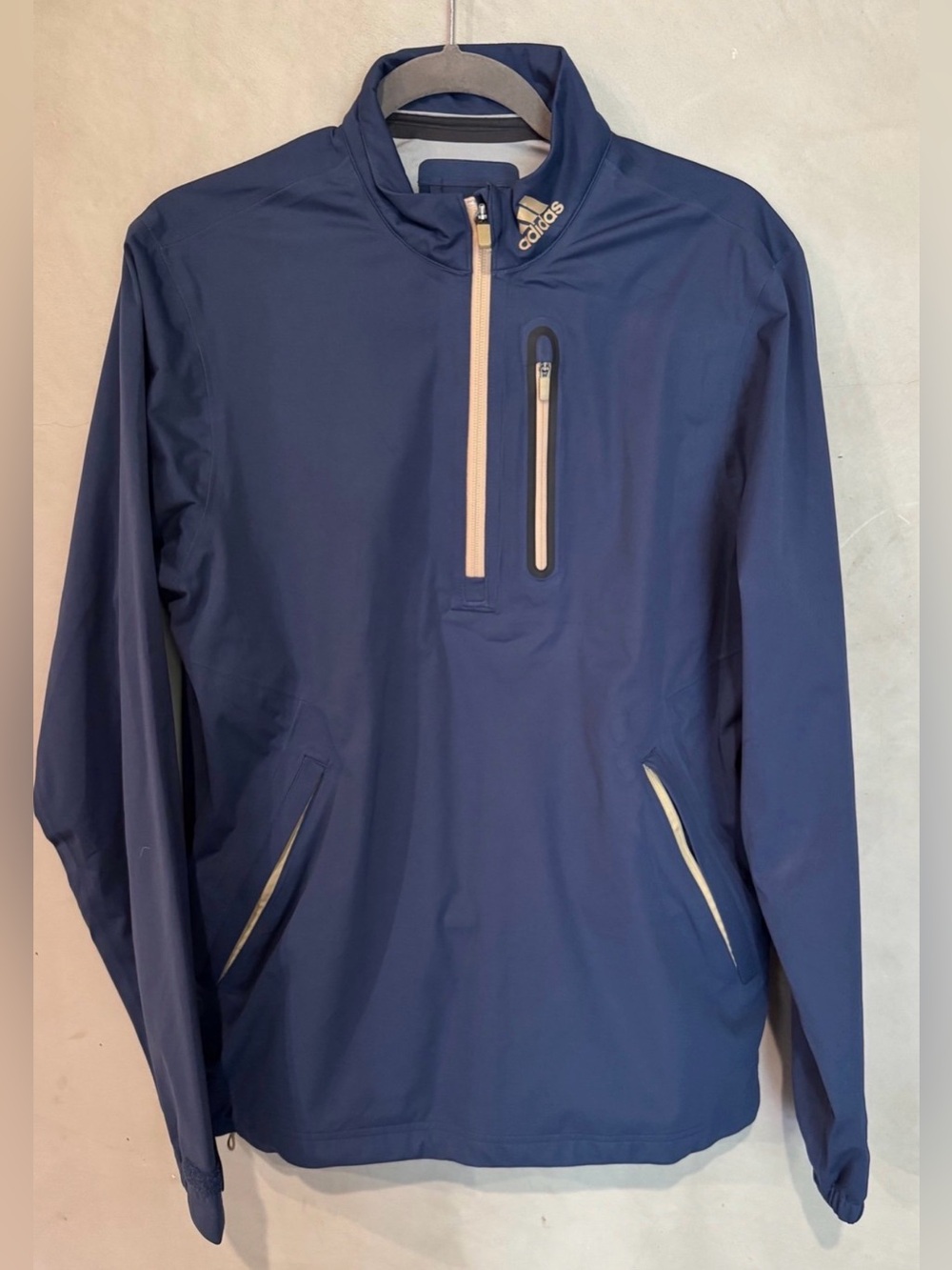 NEW Adidas Golf Men's Rain.RDY Jacket Waterproof Lightweight Navy Blue half zip